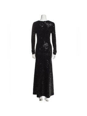 St. John Black Long-Sleeve Sequin Evening Gown
